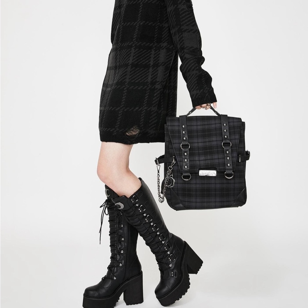Killstar Black Plaid Backpack